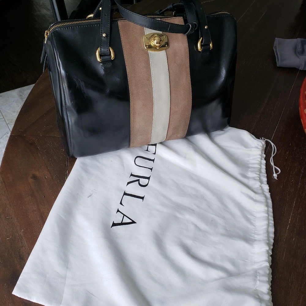 Furla Black Patent Leather Handbag